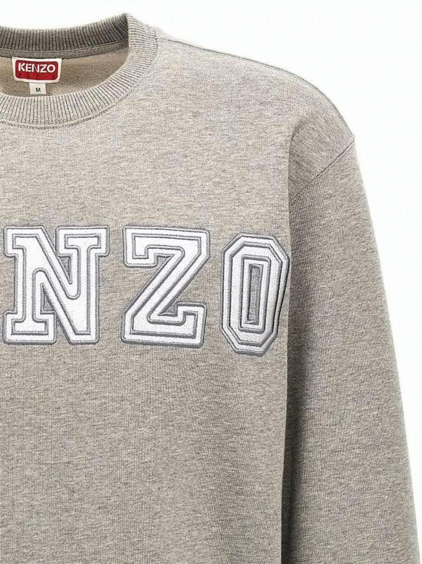 Kenzo Heather Grey Long-Sleeve Sweatshirt With Varsity Detailing