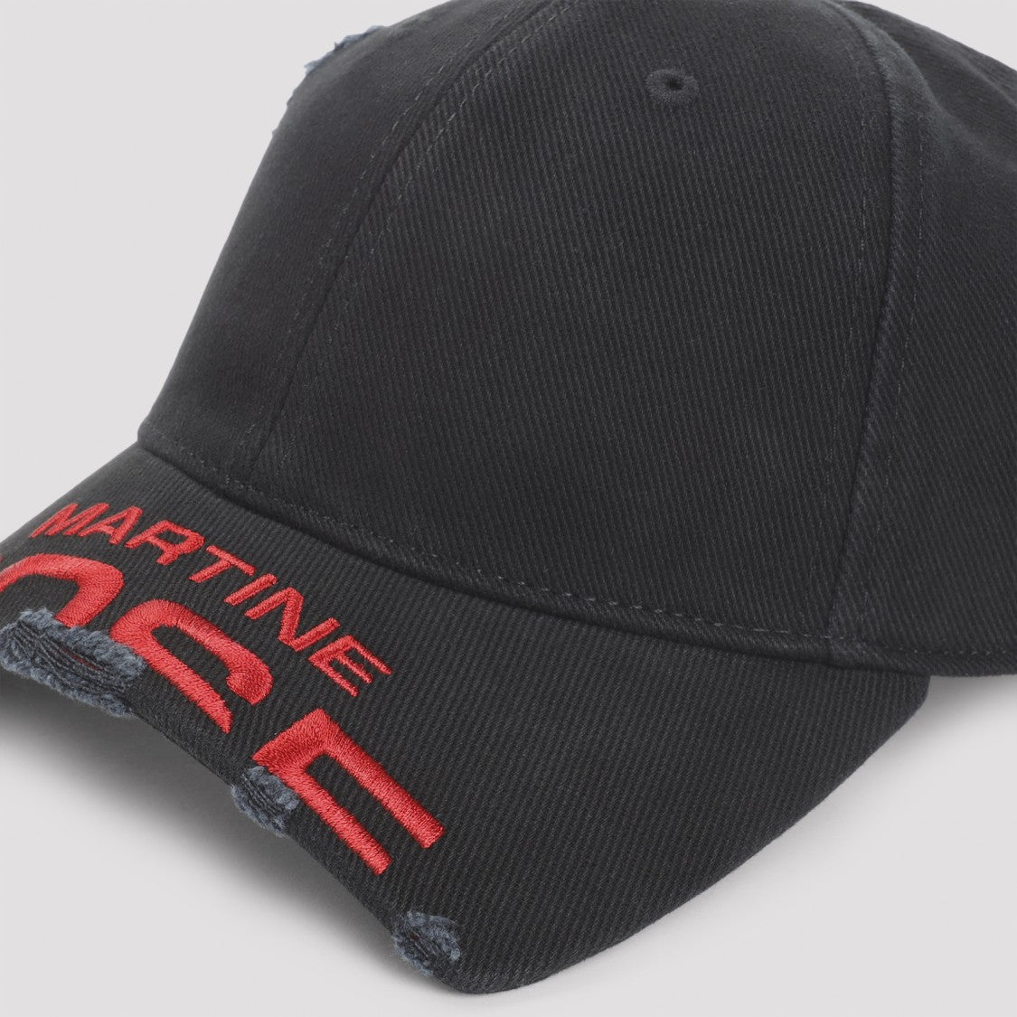 Martine Rose Black Cotton Baseball Cap With Distressed Detailing