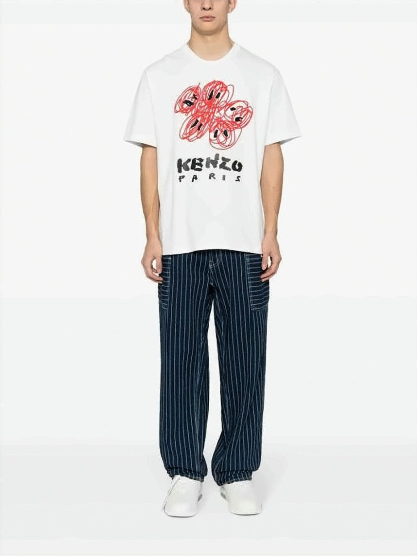 Kenzo Relaxed Fit Graphic White Cotton T-Shirt