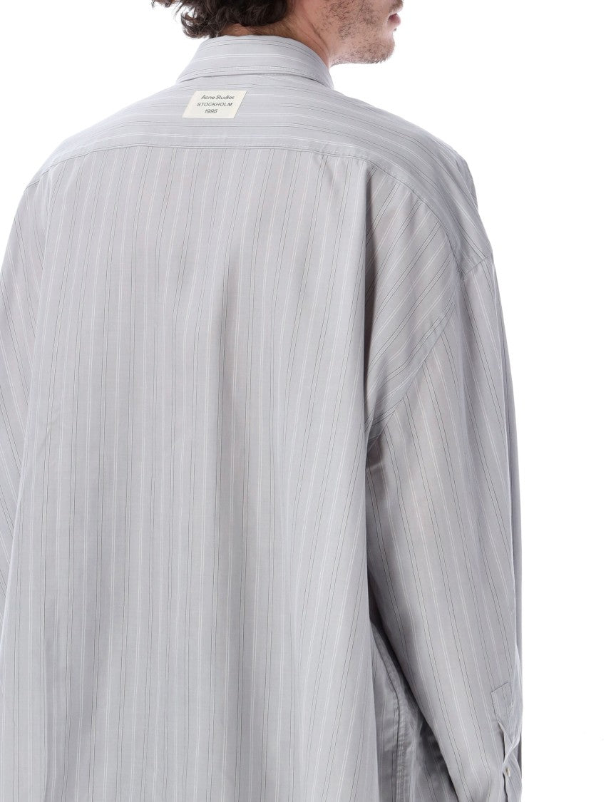 Acne Studios Relaxed Fit Lyocell Stripe Shirt With Chest Pocket