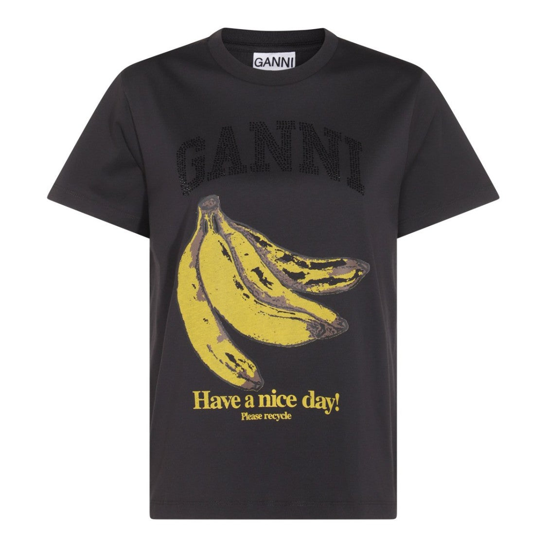 Ganni Basic Banana T Shirt - Cotton - Black