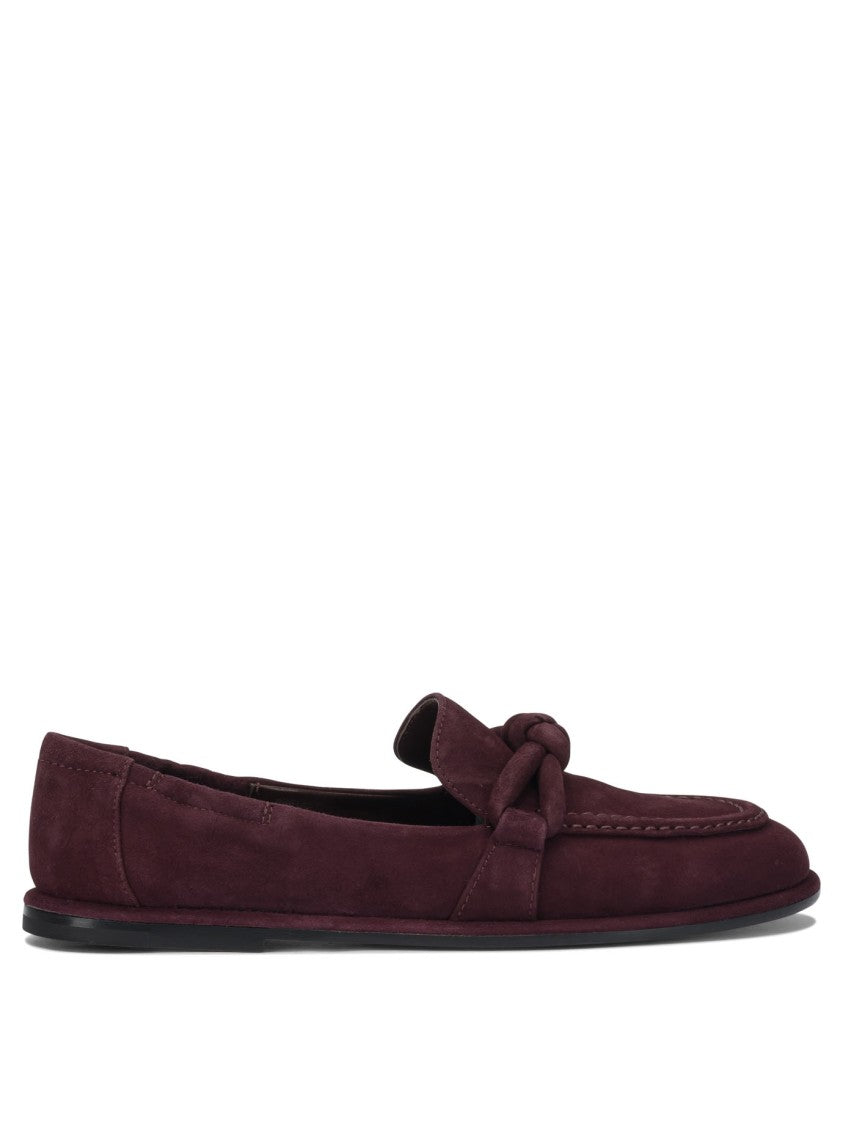 Pomme D'or Bordeaux Leather Loafers With Decorative Knot Detail