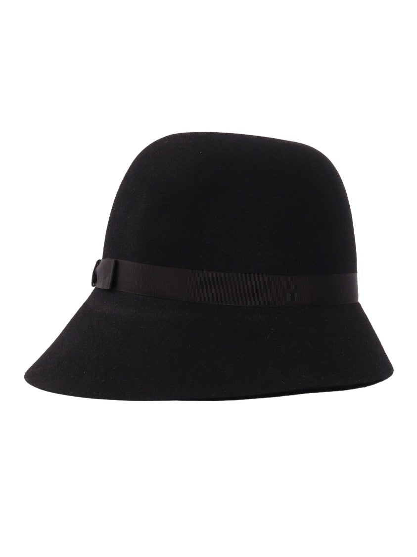 Borsalino Asymmetrical Black Fur Felt Hat With Distinctive Tilted Brim