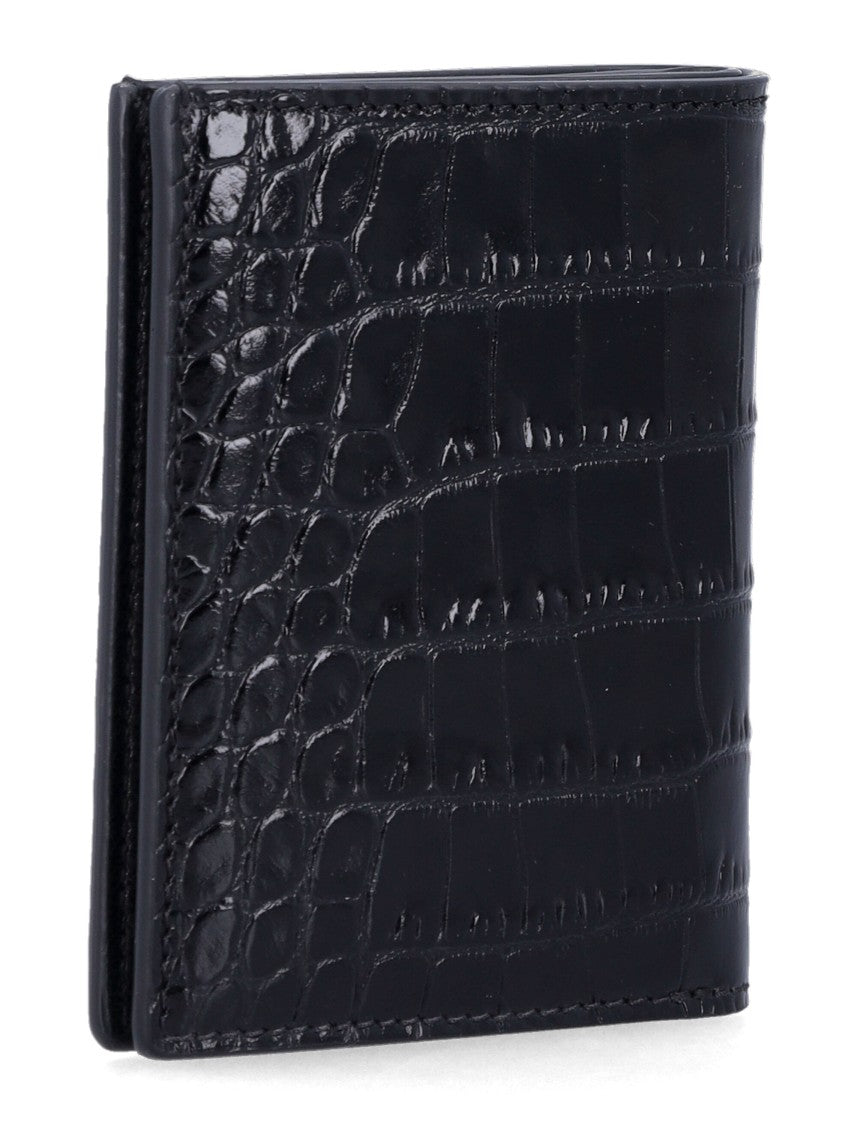 Tom Ford Black Croc-Embossed Leather Cardholder