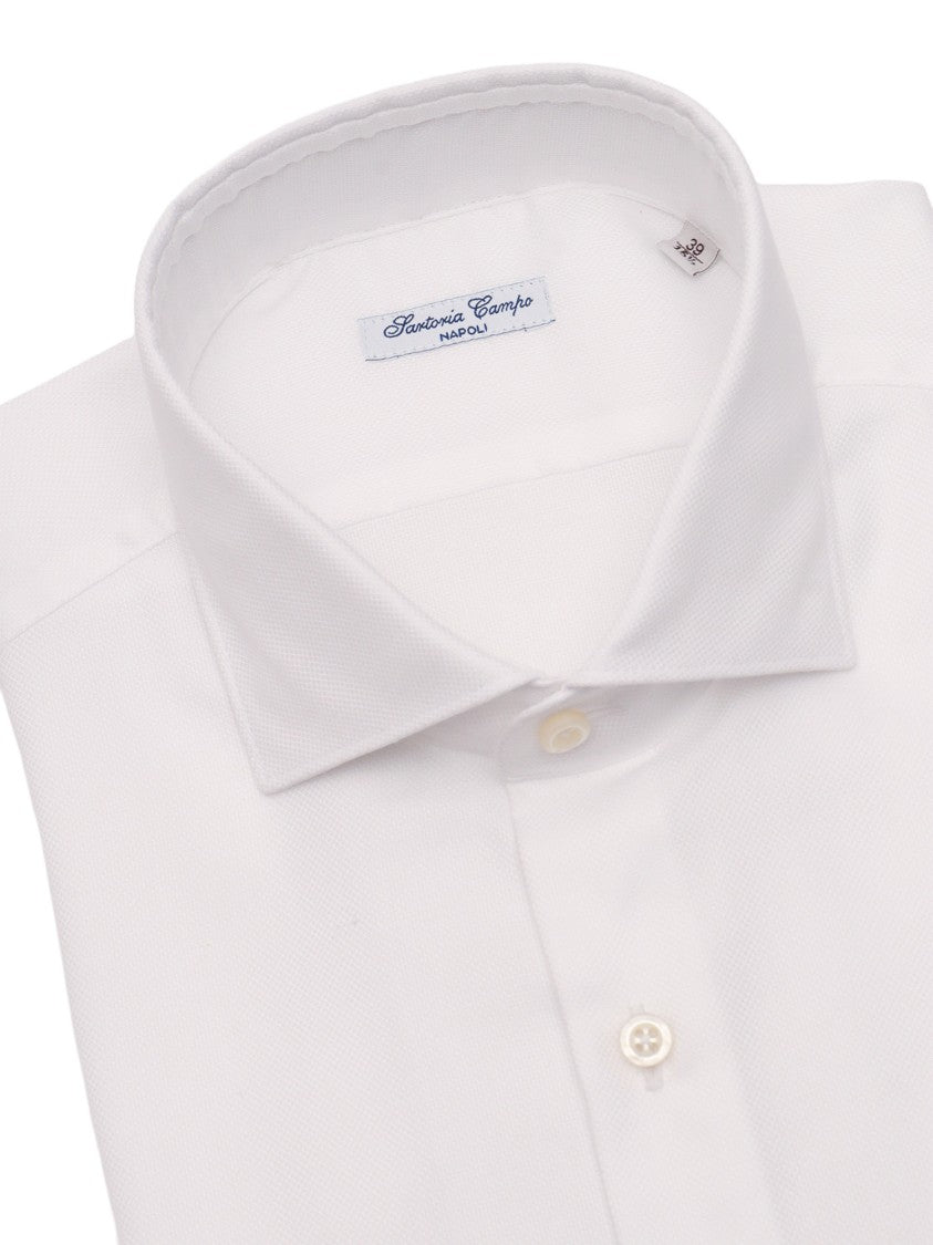 Sartoria Del Campo-Sonrisa White Structured Dress Casual Shirt