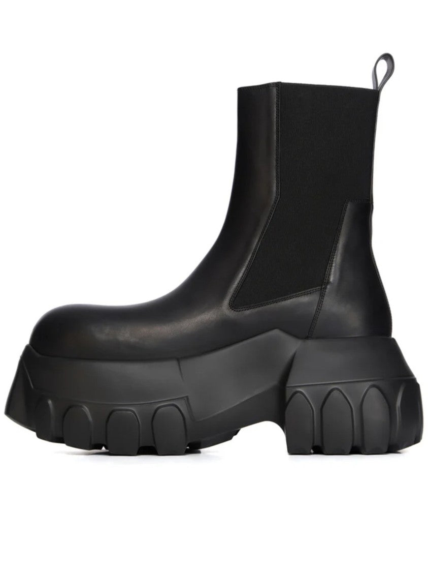 Rick Owens Chunky Black Ankle Boots With Oversized Sole And Utility Design
