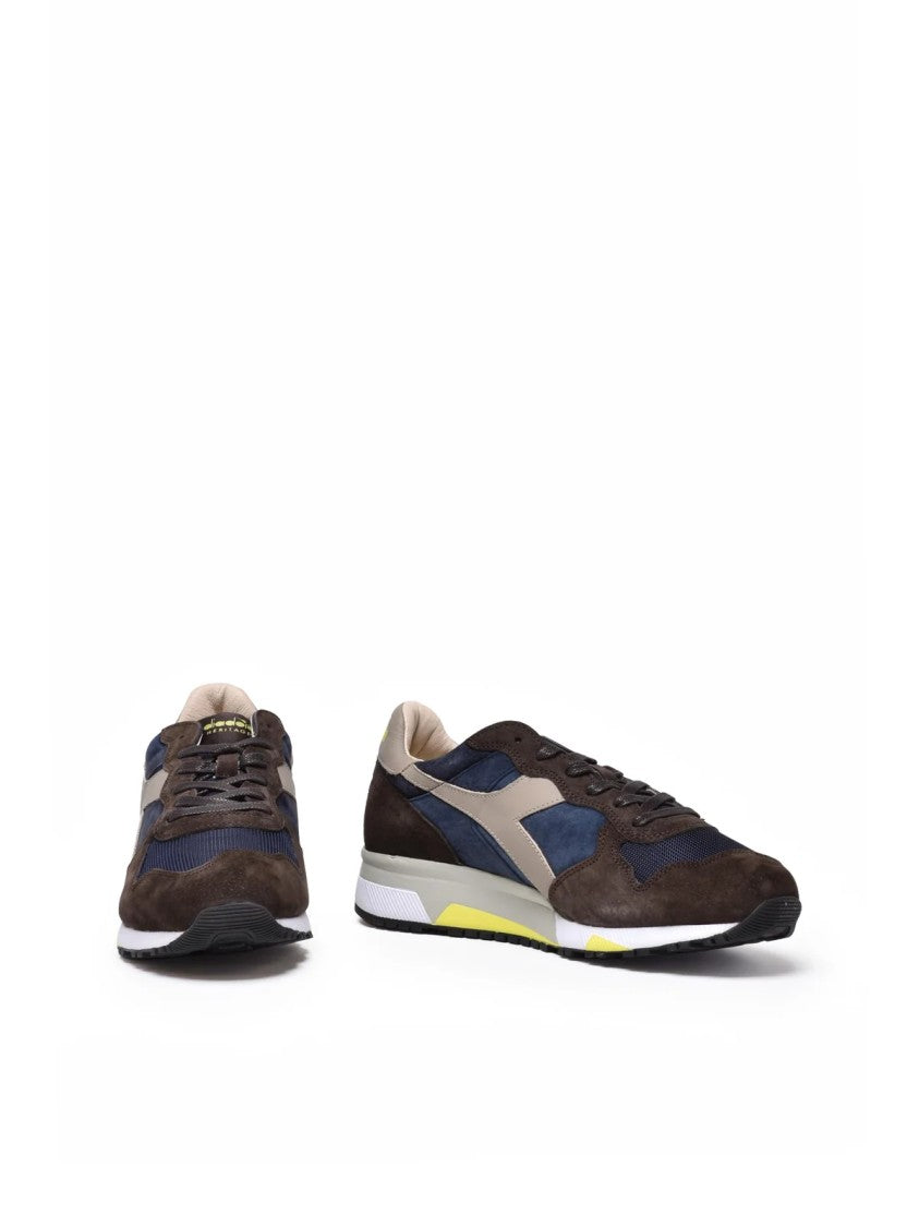 Diadora Heritage Brown Blue Leather Polyester Suede Sneakers