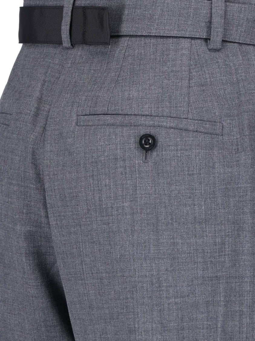 Sacai Tailored High-Waisted Wool Trousers With Structured Silhouette