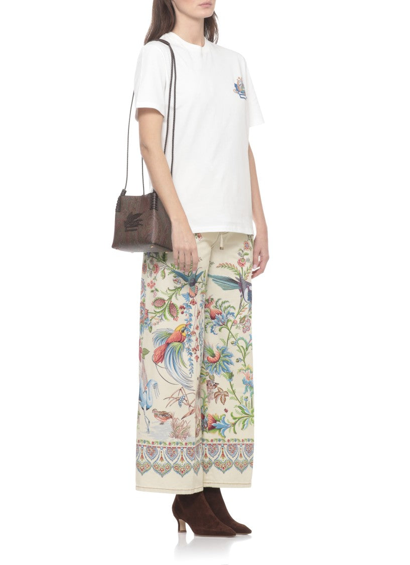 Etro Compact Cotton Shoulder Bag With Iconic Paisley Design
