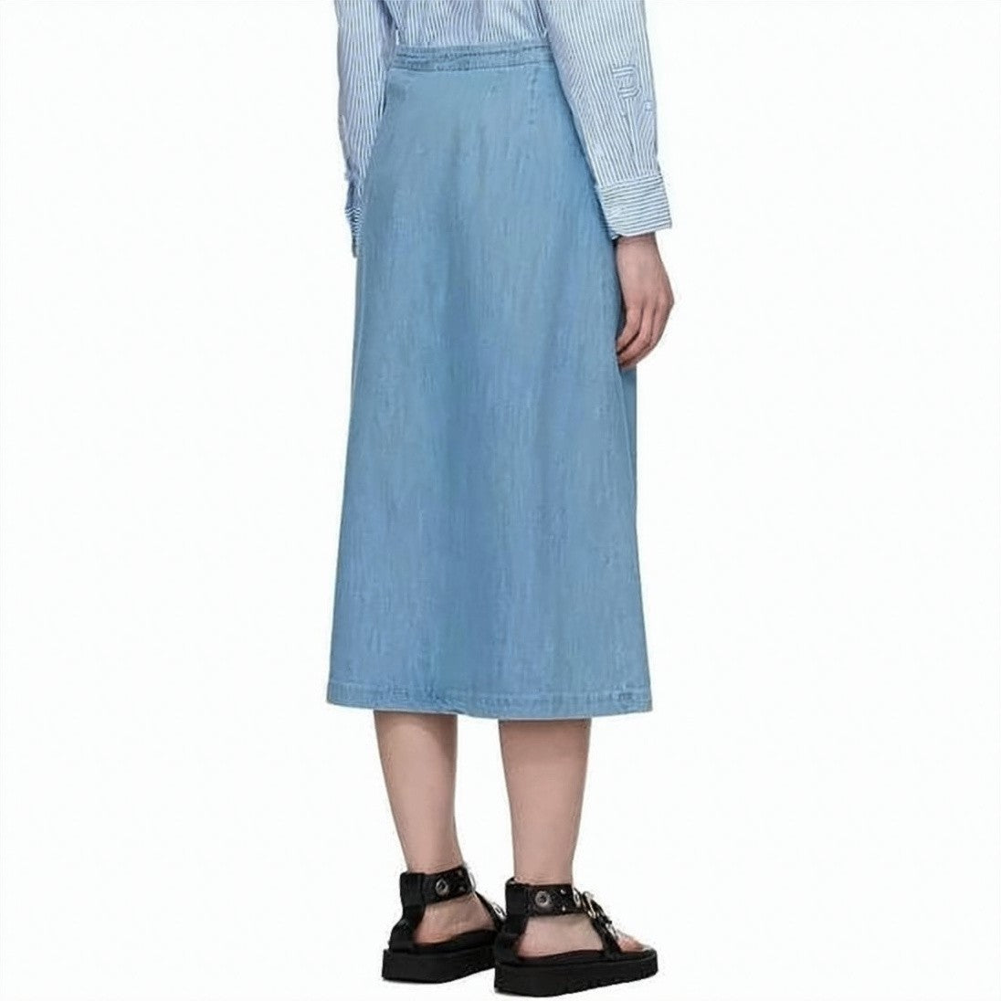 A.P.C. Midi-Length Denim Skirt With Button-Down Front