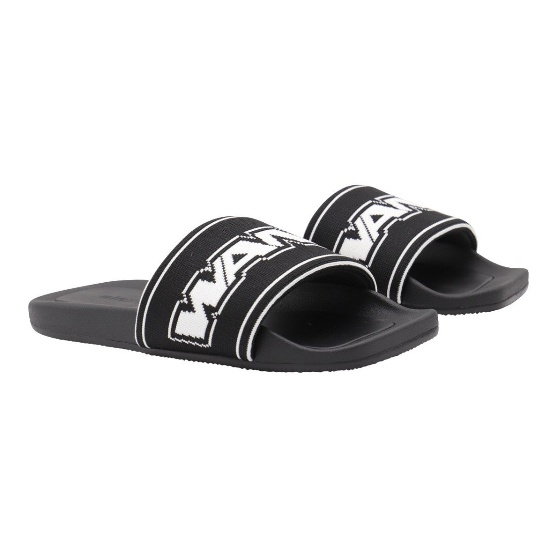 Alexander Wang Black Slide Sandals With Bold Lettering