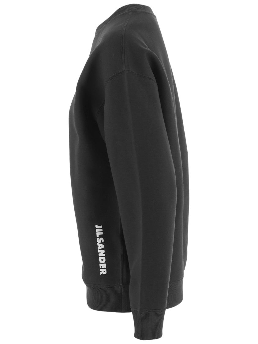 Jil Sander Black Contrast Logo Cotton Sweatshirt