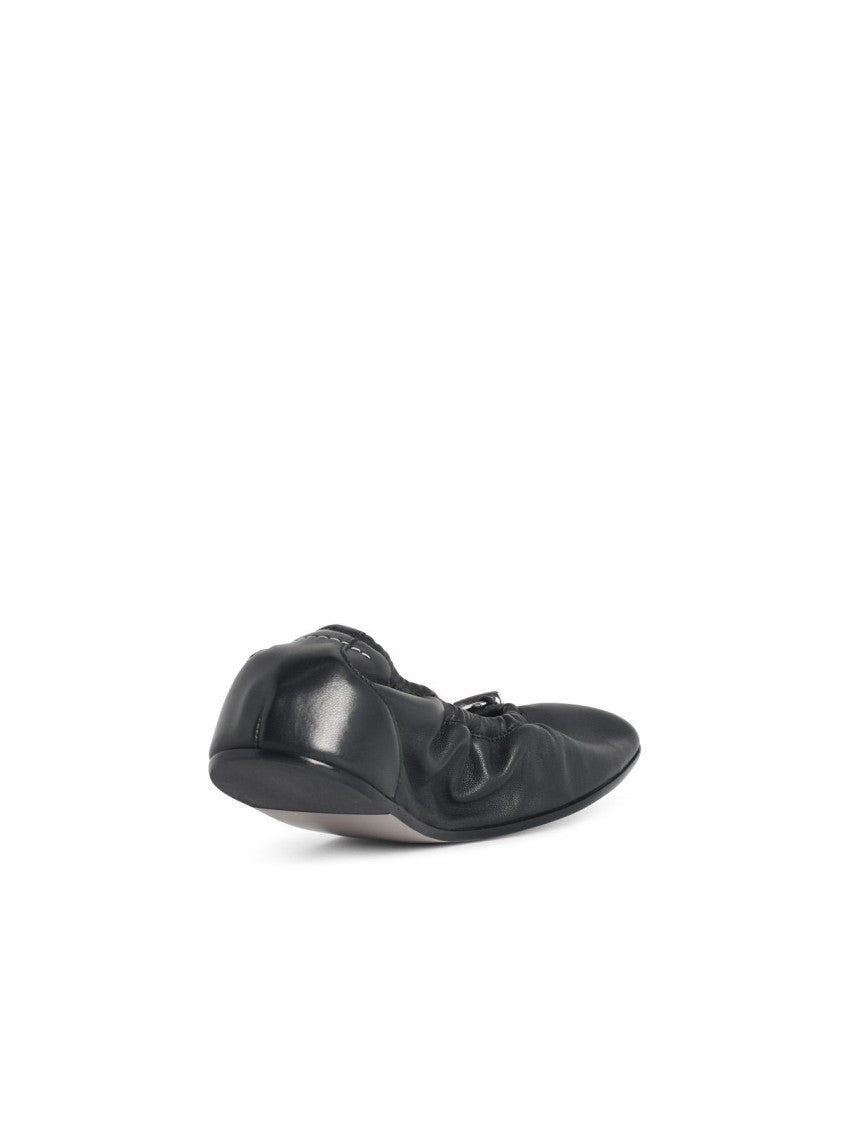 Mm6 By Maison Margiela Black Leather Ballet Flats