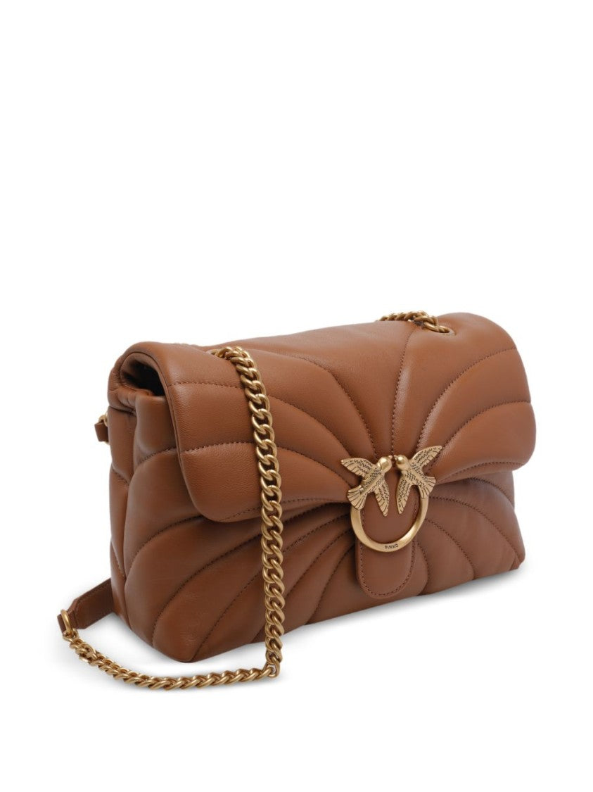 Pinko Brown Quilted Gold-Tone Clutch