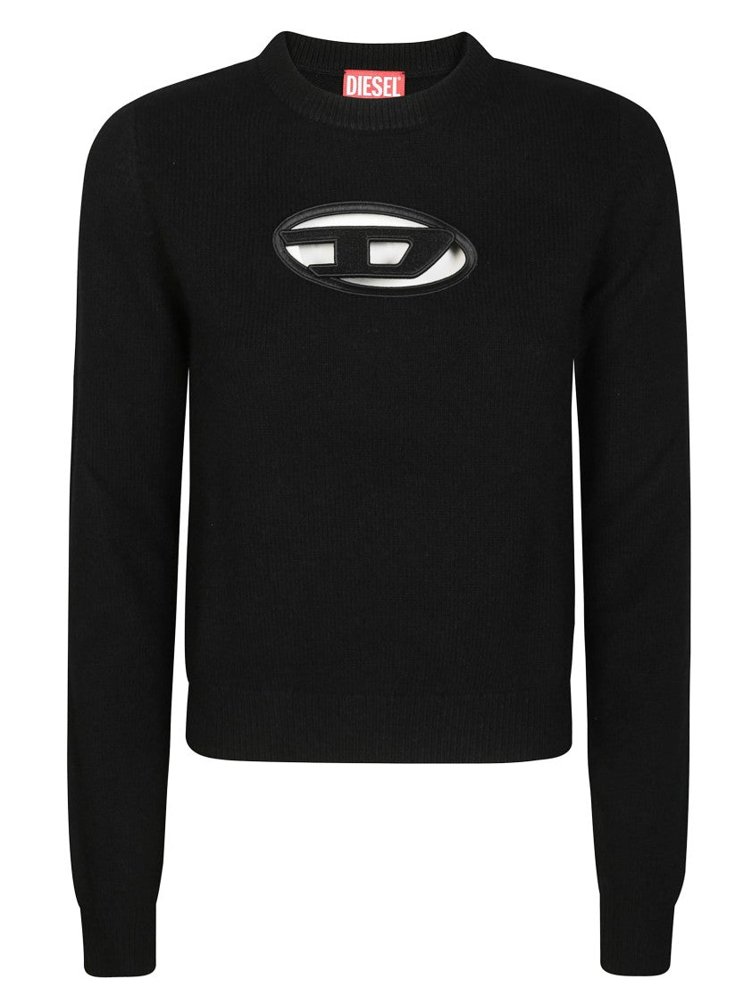 Diesel Cropped Slim-Fit Knit Top With Oval Cut-Out And Logo Detail