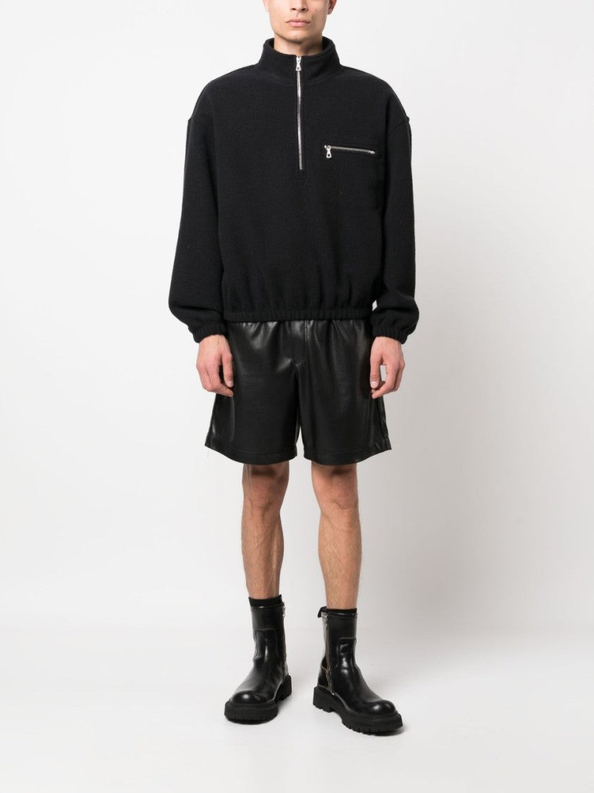 Rier Black Relaxed-Fit Half-Zip High Collar Sweater
