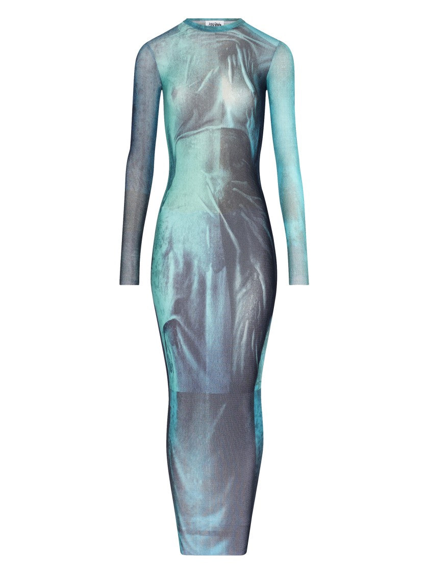 jean paul gaultier grey dress Jean Paul Gaultier Ethereal Water Print Long Dress
