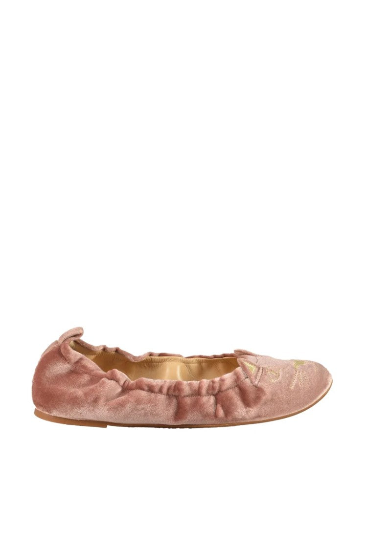 Charlotte Olimpya Velvet Ballerinas With Gathered Elasticized Edge
