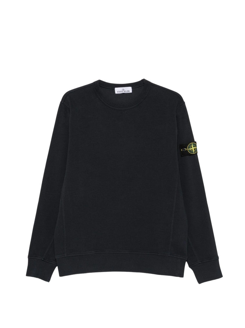 Stone Island Navy Blue Ribbed Cotton Sweatshirt