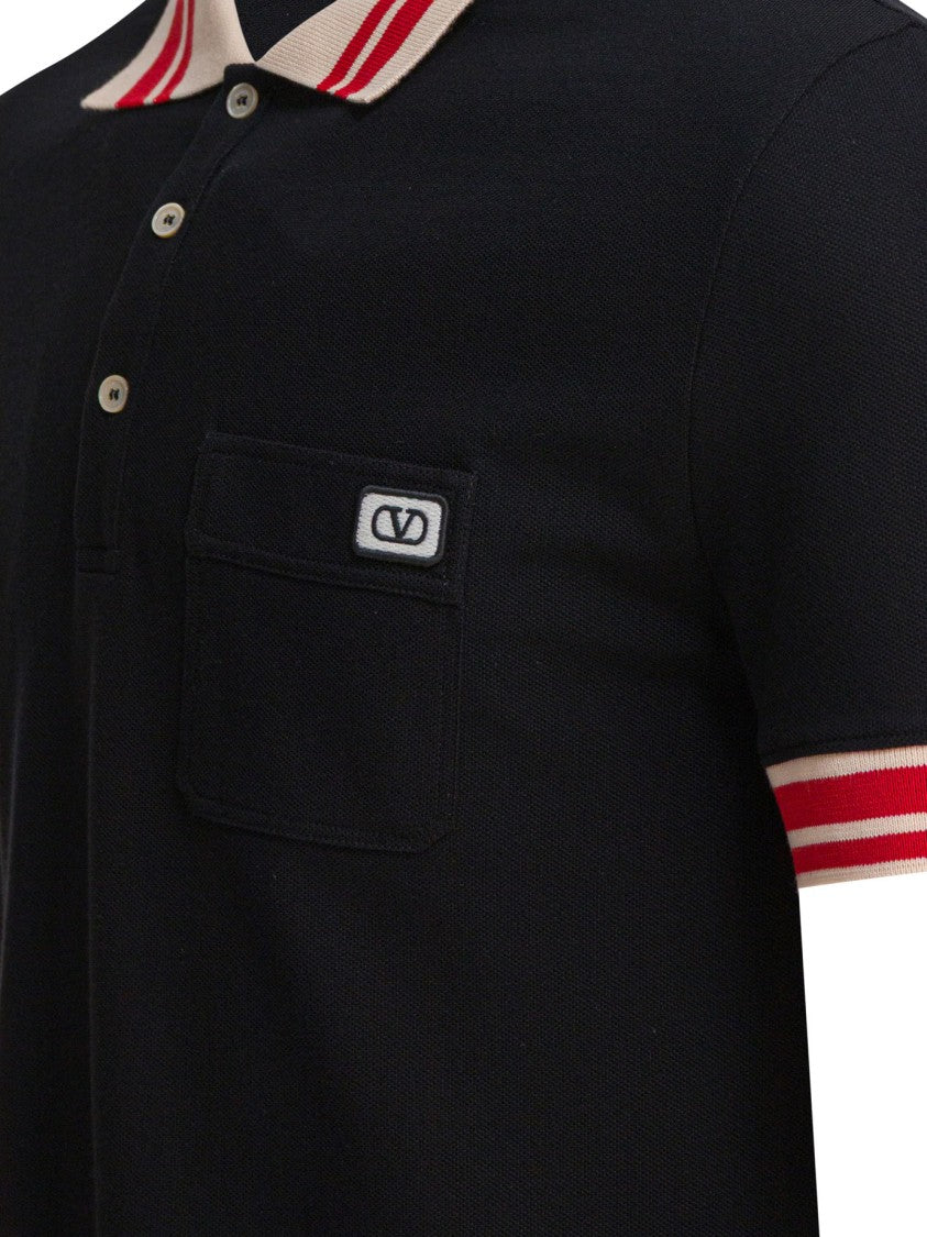 Valentino Short-Sleeve Polo Shirt With Contrast Collar