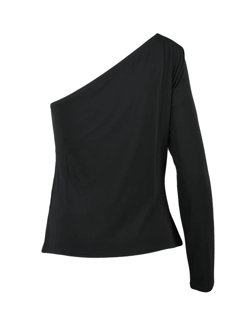 Max Mara One-Shoulder Black Lycra Top