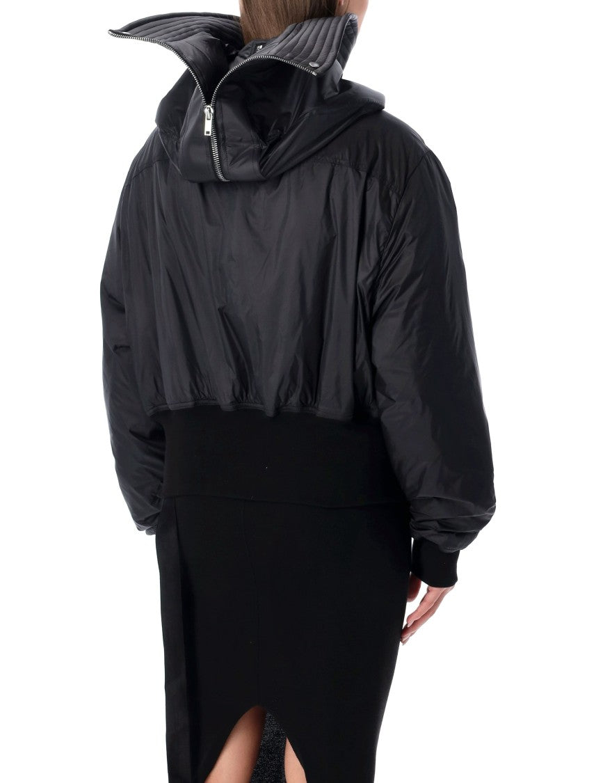 Drkshdw By Rick Owens Black Recycled Nylon Alice Cropped Parka