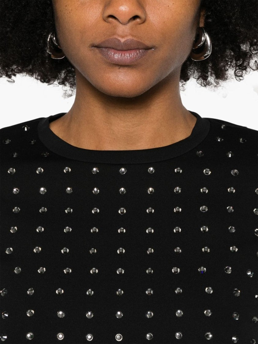 Sportmax Long-Sleeved Black Top With Rhinestone Embellishments
