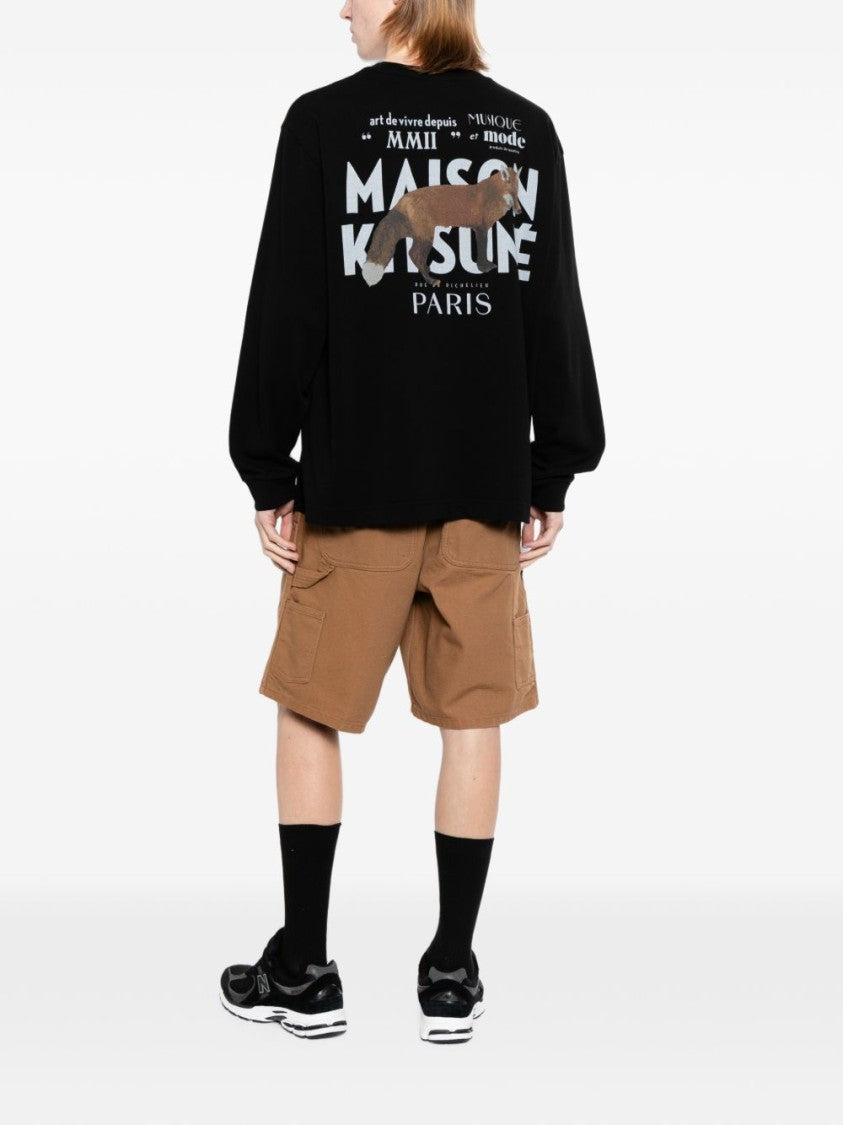 Maison Kitsuné Black Relaxed Graphic Print Long-Sleeve Sweatshirt