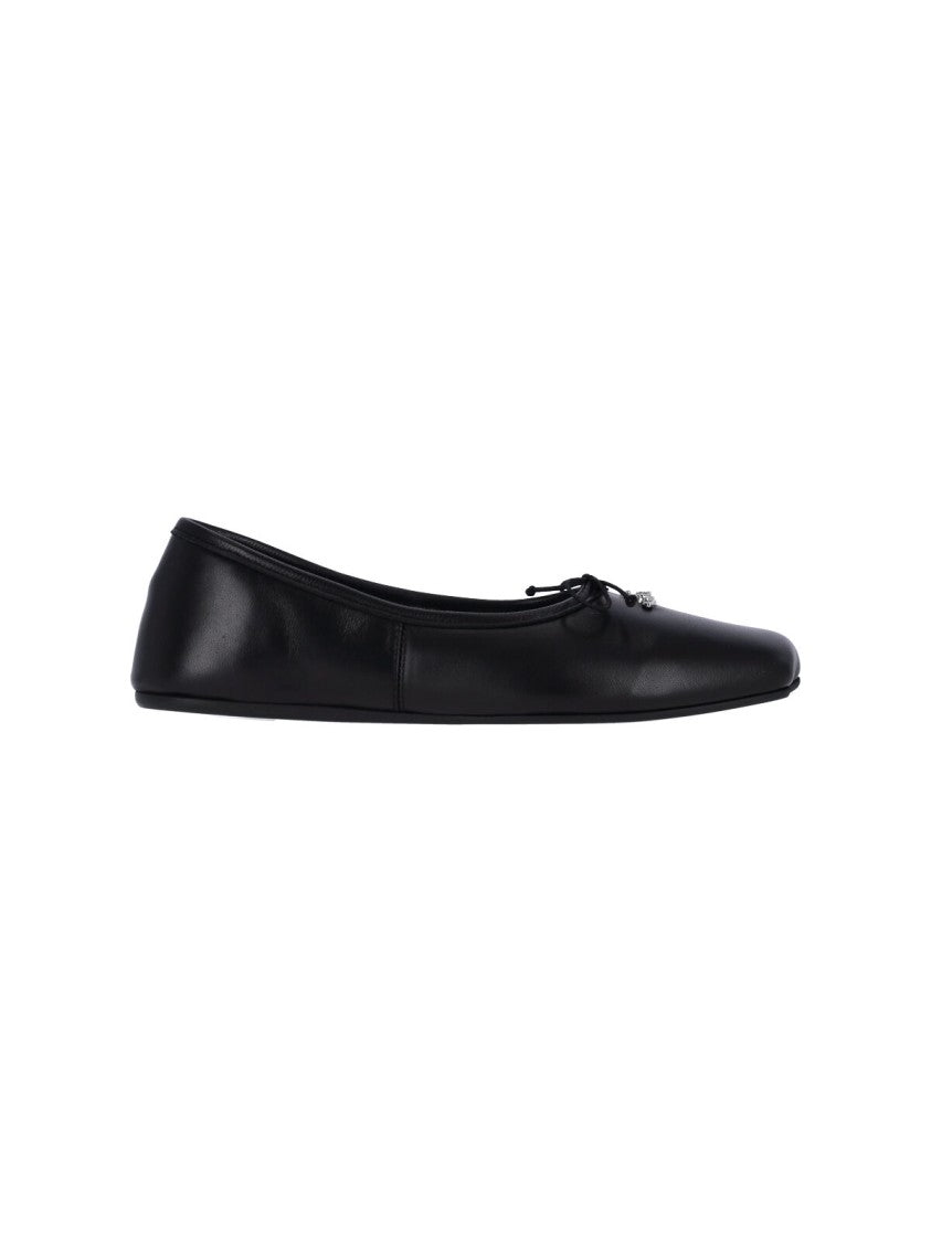 Vivienne Westwood Black Leather Flats With Rounded Toe