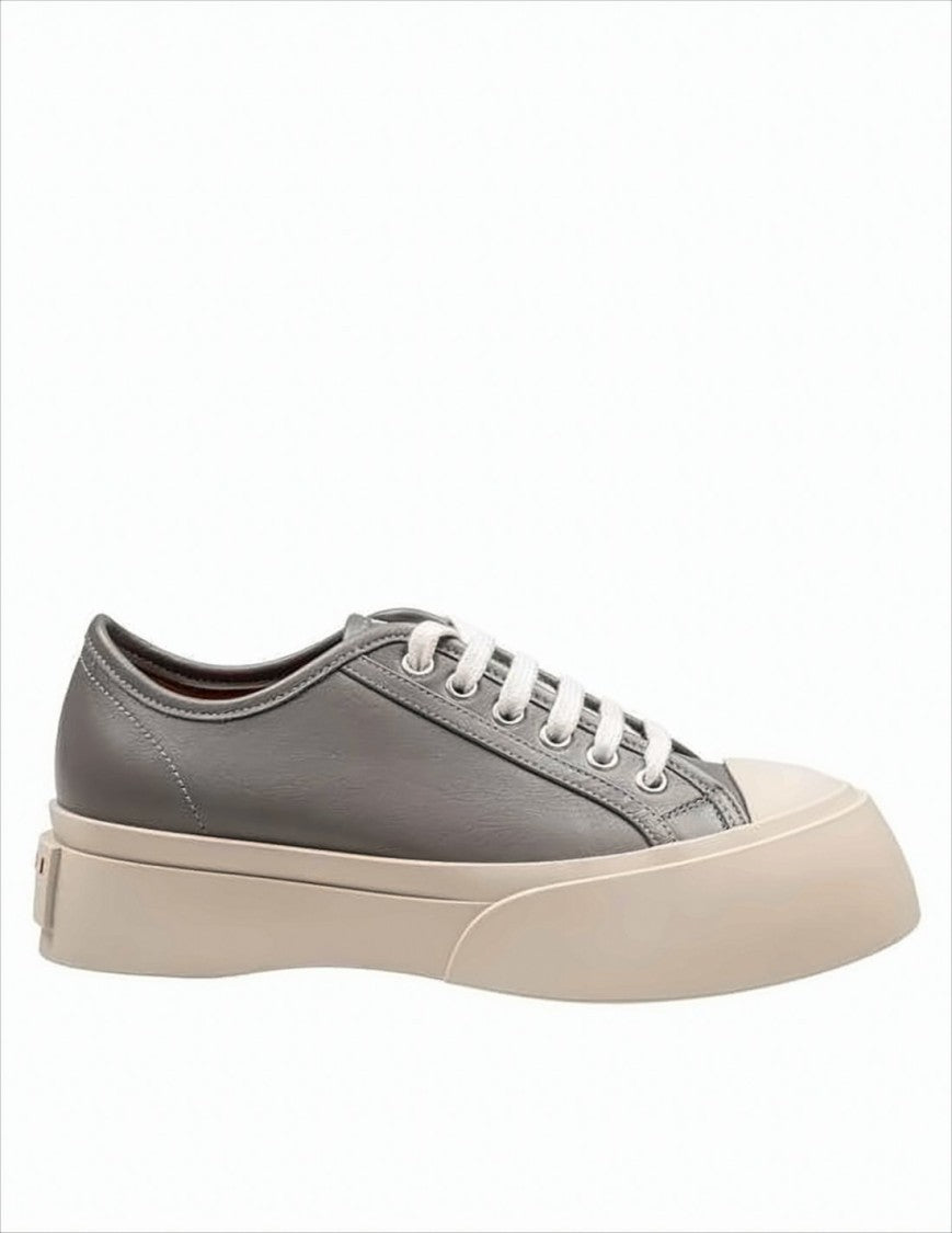 Marni Smooth Leather Sneakers With Contrast Sole And Subtle Branding