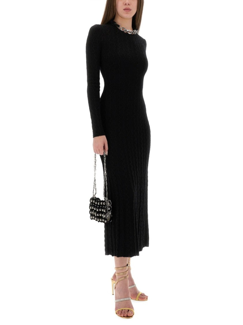 Rabanne Textured Knit Long Wool Dress