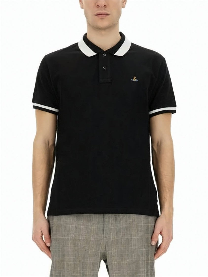 Vivienne Westwood Short-Sleeve Polo Shirt With Contrasting White Trim