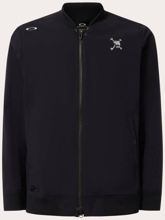 Oakley Black Bomber Jacket With Front Zipper And Ribbed Details