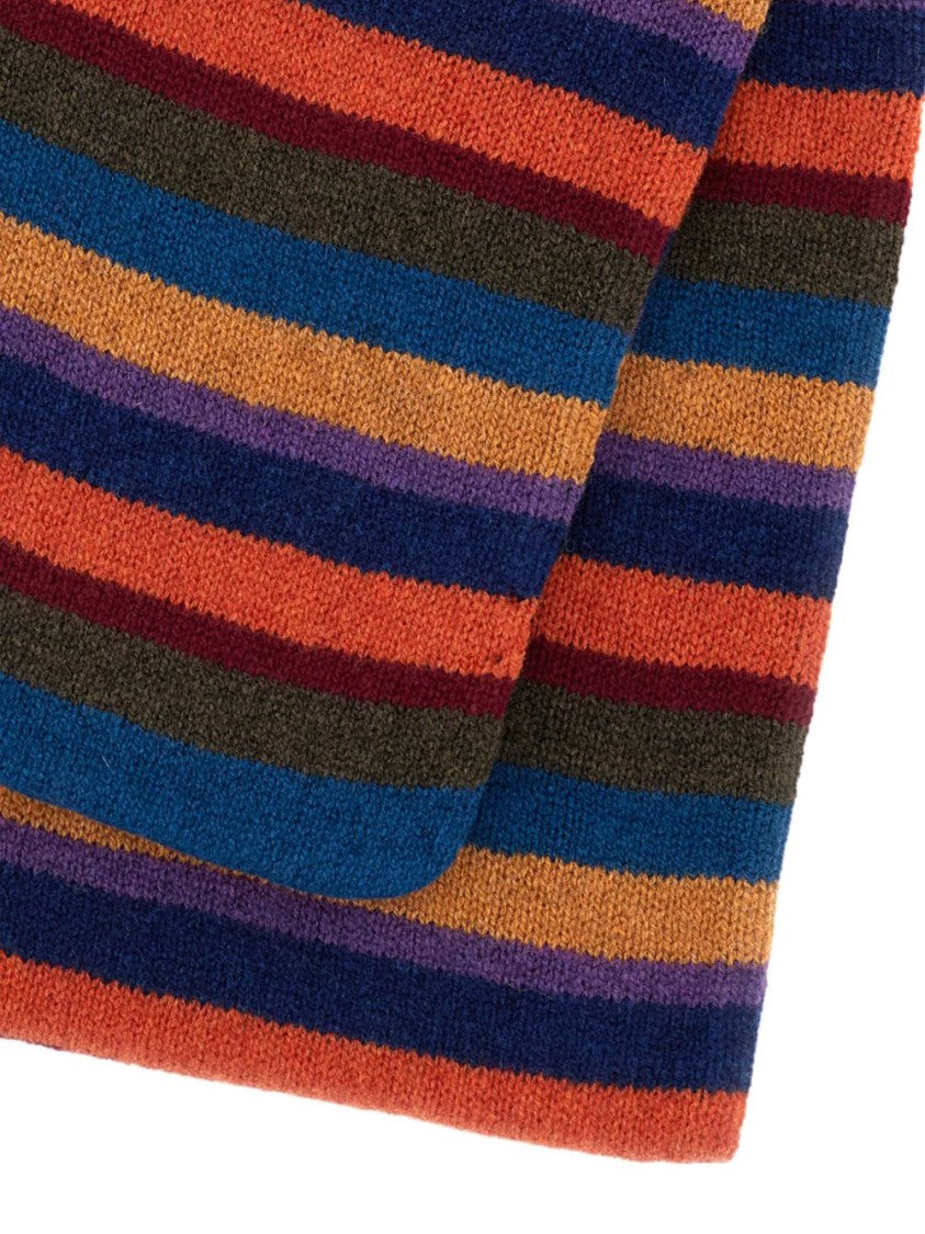 Paul Smith Bordeaux Horizontal Striped Wool Scarf