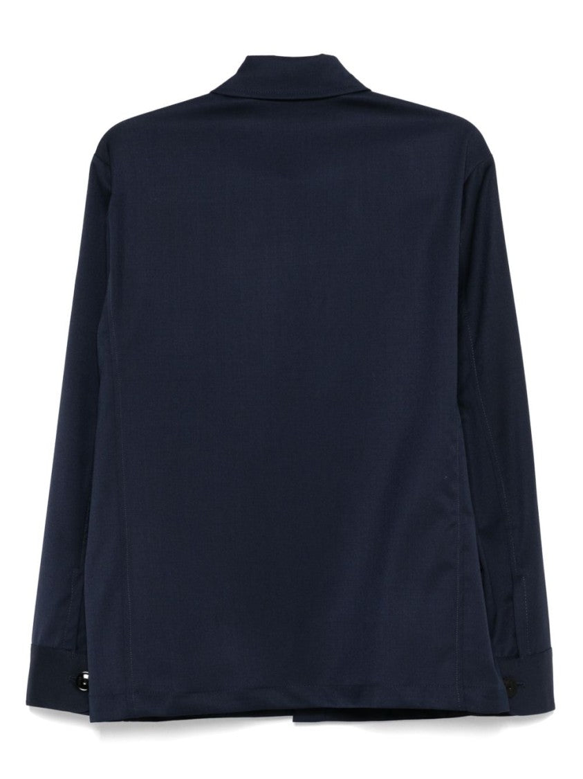 Pmds Navy Blue Shirt Jacket With Dual Chest Flap Pockets
