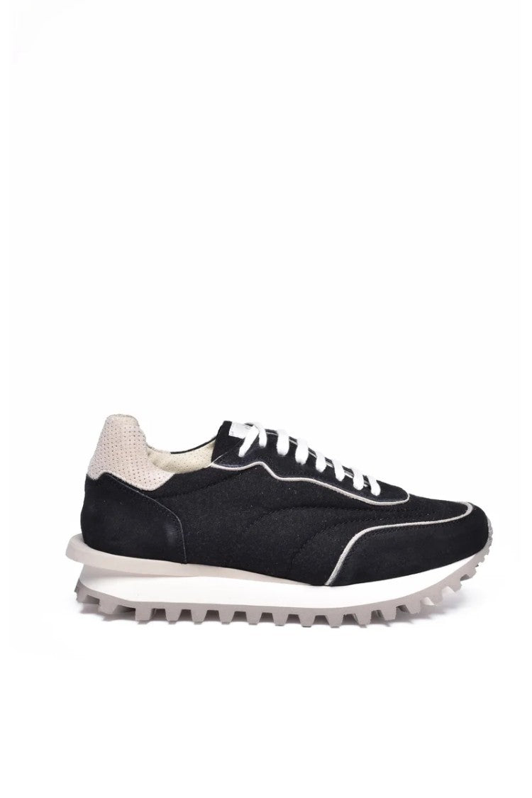 Eleventy Black Sneakers With Beige Accents