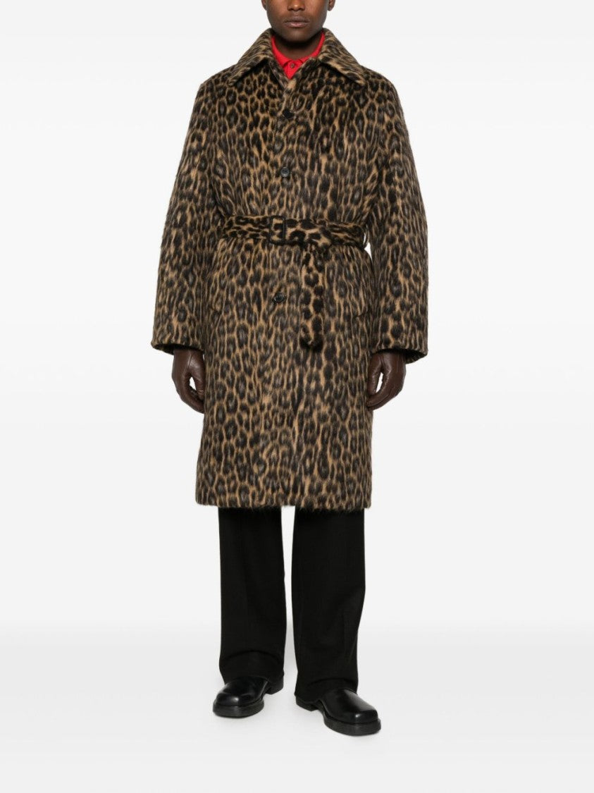 Lanvin Brown Multicolour Long Sleeve Button Coat