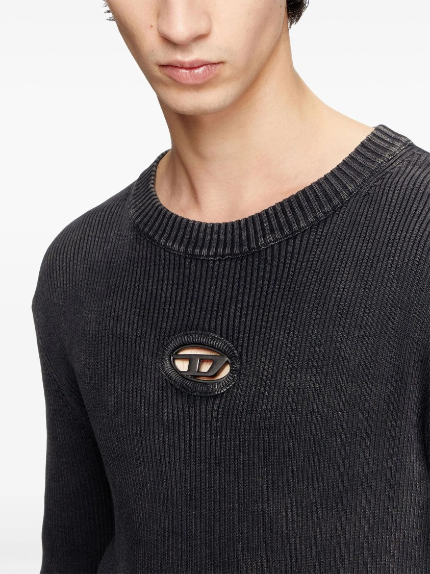 Diesel Black K-Darin-D Ribbed Oval Cut-Out Top
