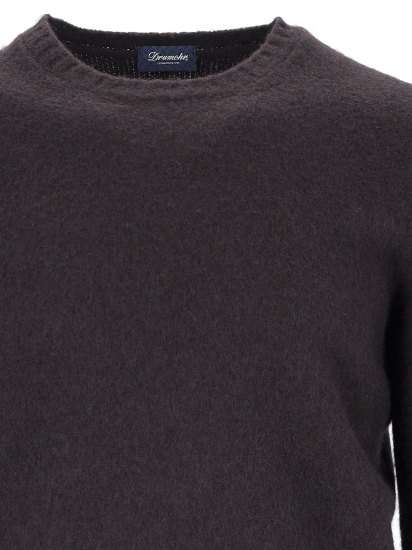 Drumohr Basic Sweater In Brown Wool Dark Shade