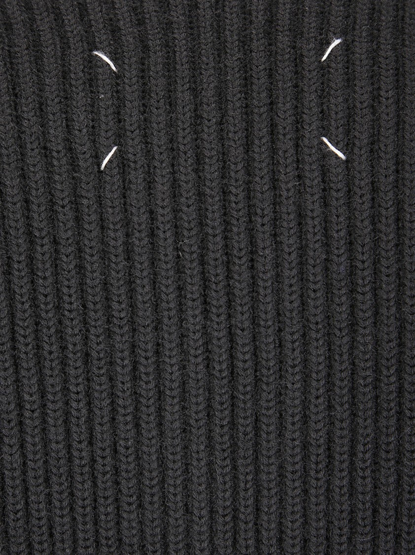 Maison Margiela Ribbed Knit Cardigan With High Neck And Double-Slider Zip