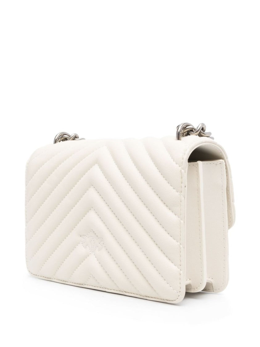 Pinko White Lambskin Quilted Shoulder Bag