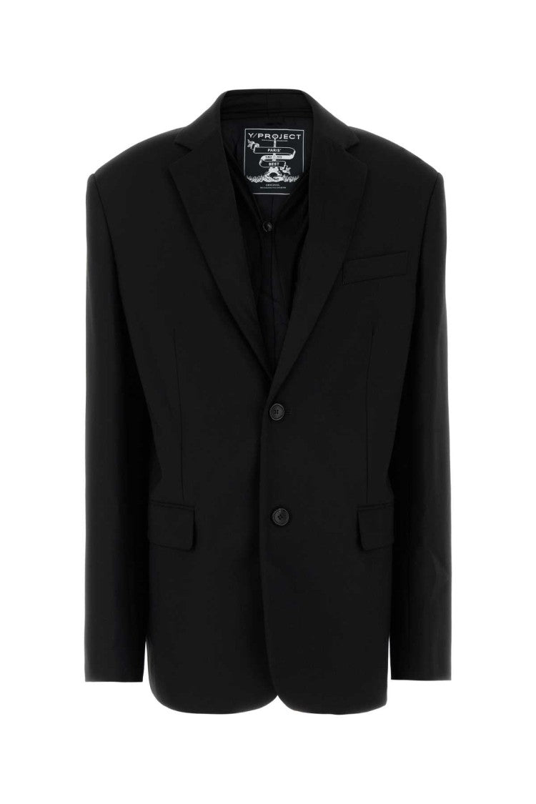 Y/Project Black Stretch Jersey Oversize Blazer