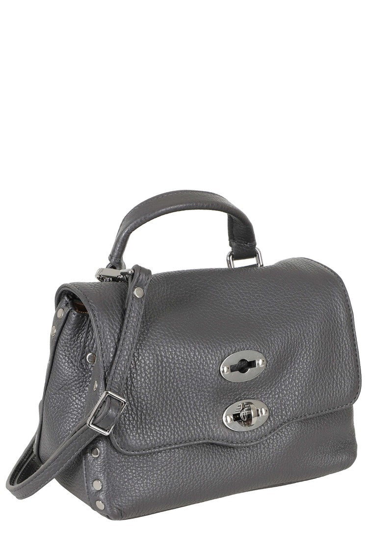 Zanellato Volcano Gray Postina Daily Metal Rivets Leather Handbag