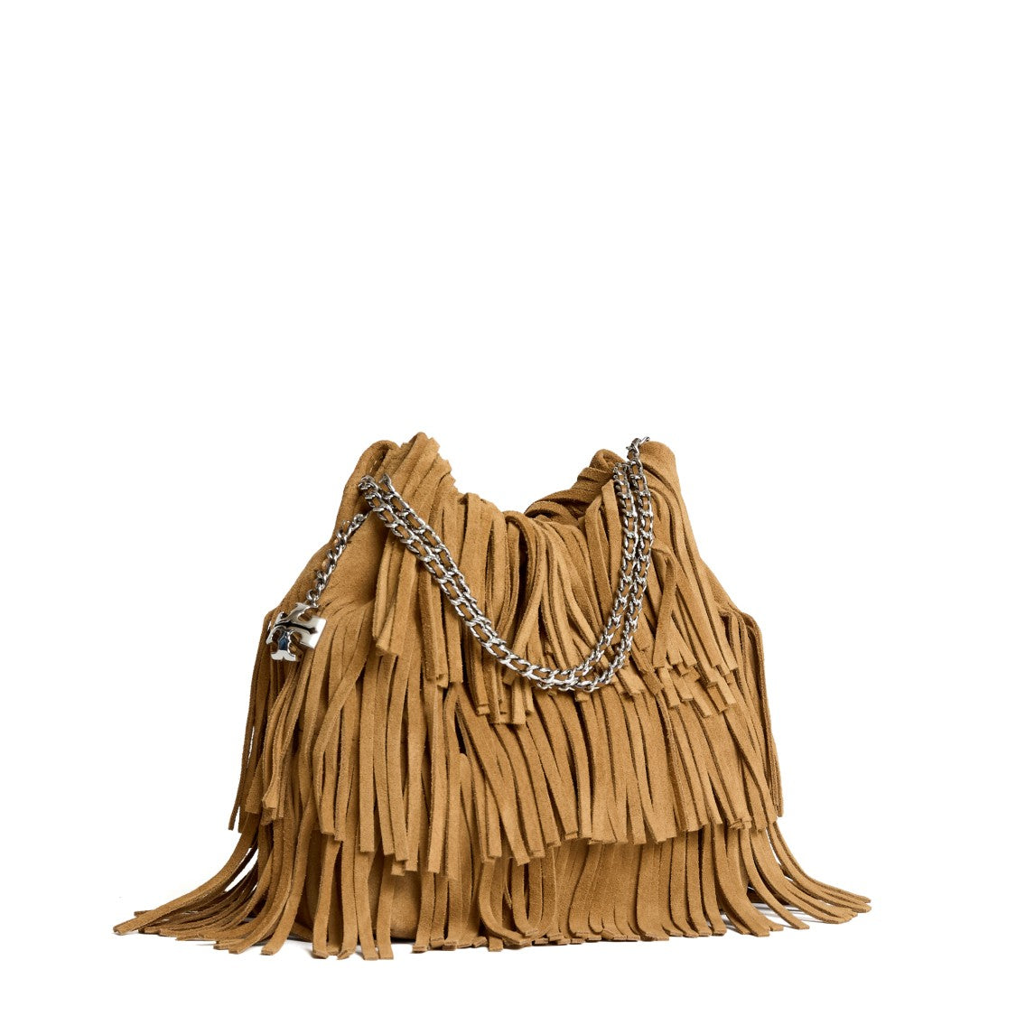 Tory Burch Fringed Suede Mini Fleming Crossbody Bag