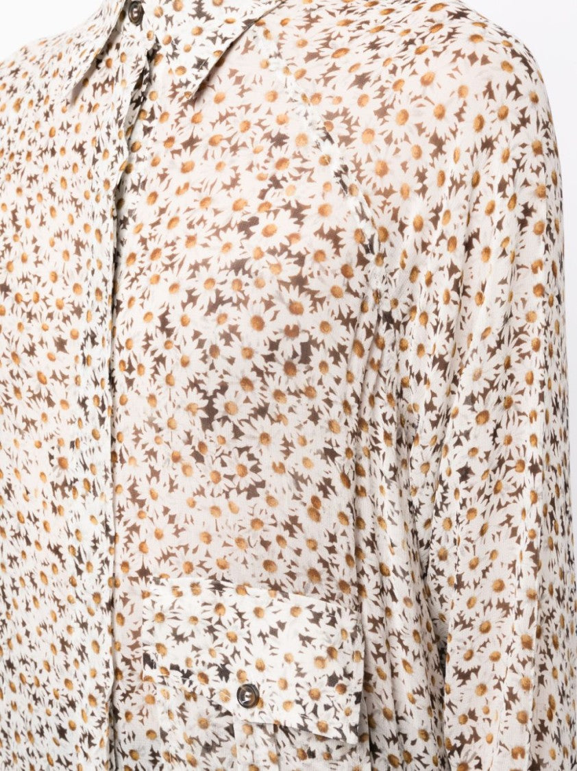 Ganni Floral-Print Long-Sleeve Shirt