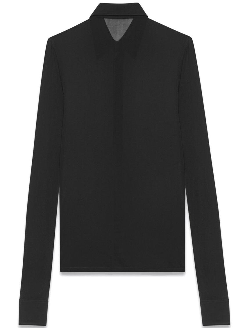 Saint Laurent Black Long-Sleeved Viscose Shirt