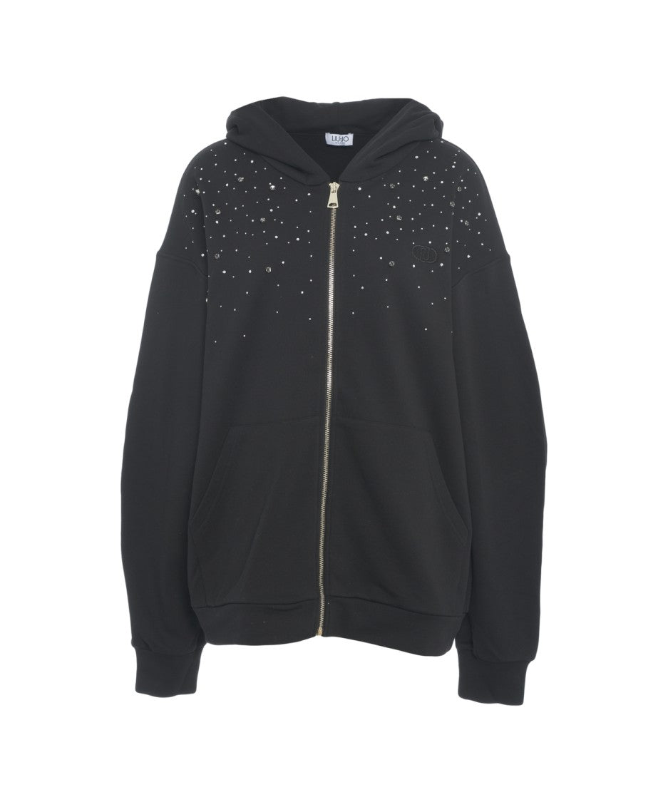 Liu Jo Hooded Sweatshirt With Rhinestones