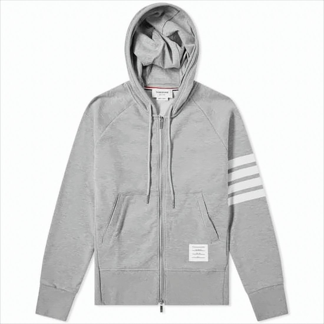 Thom Browne Two-Way Zip-Up Hoodie With Signature Stripe Detail