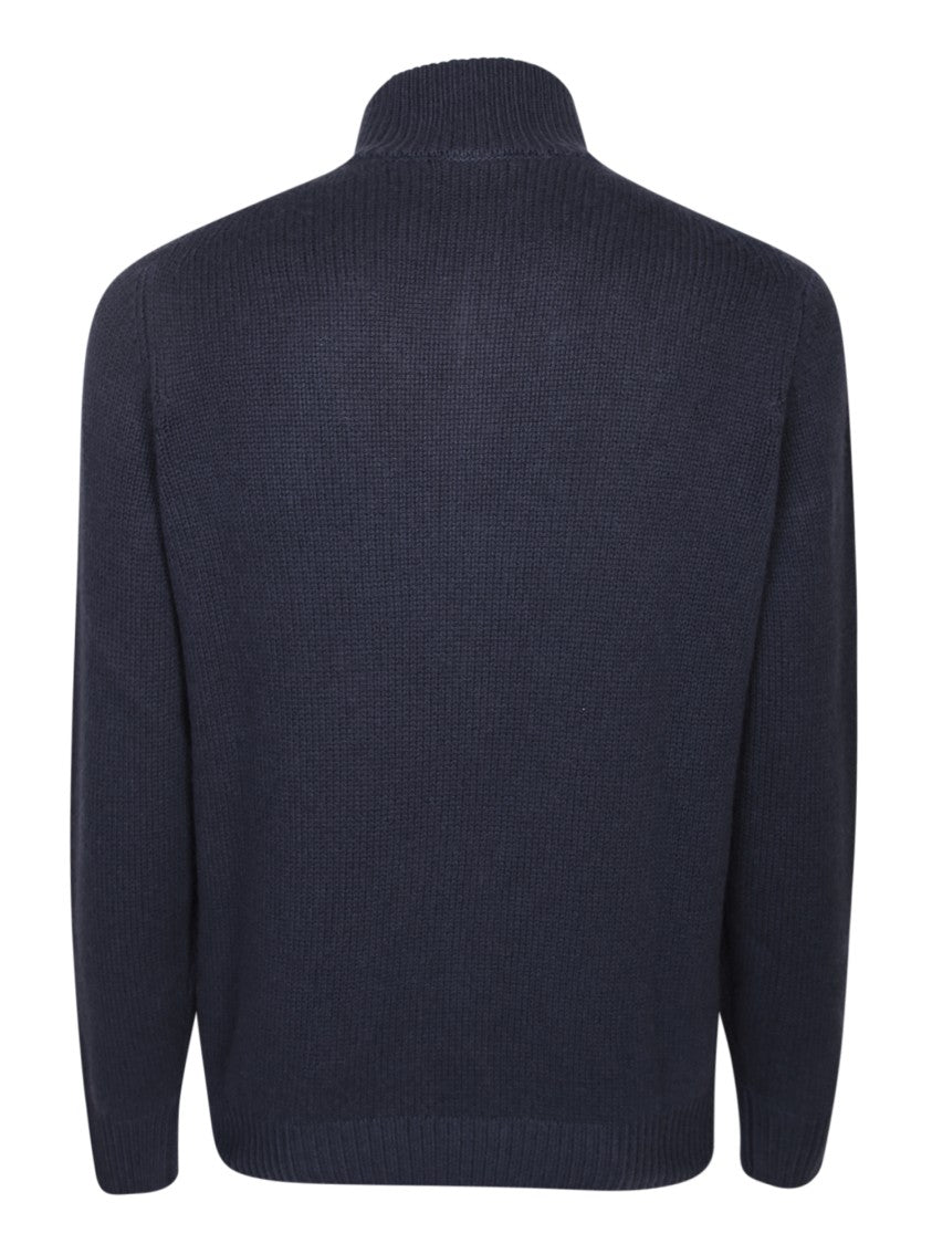 Dell'oglio Blue Half-Zip Knitwear