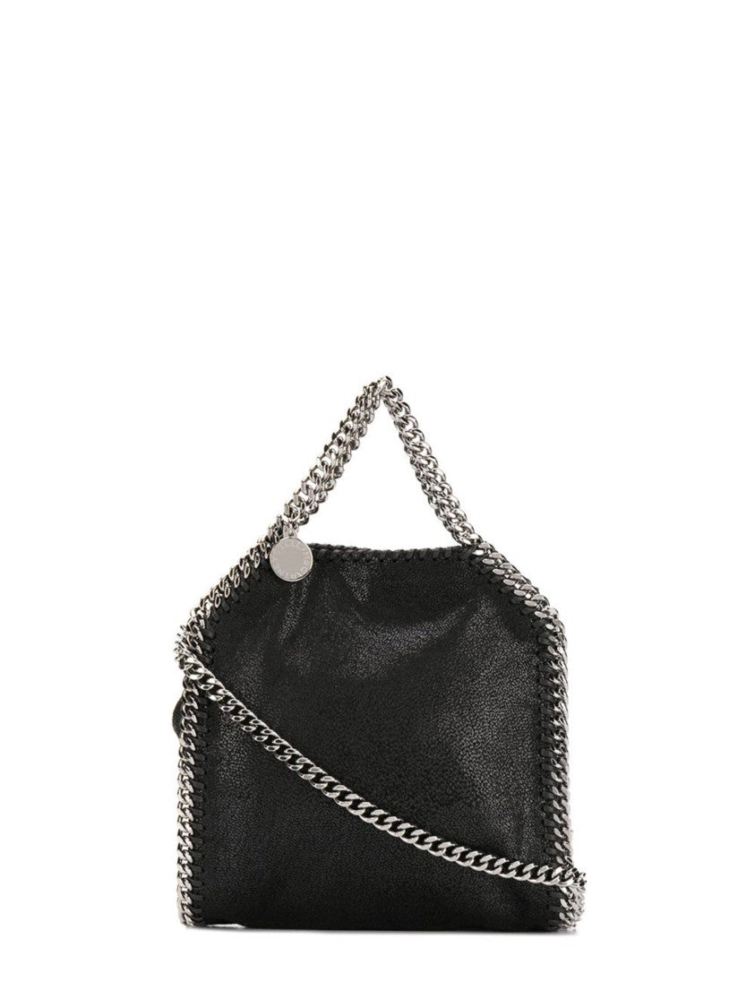 Stella Mccartney Black Silver Chain-Trimmed Shoulder Bag